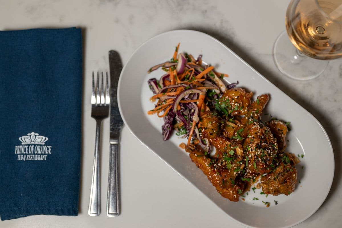 Glazed chicken with slaw